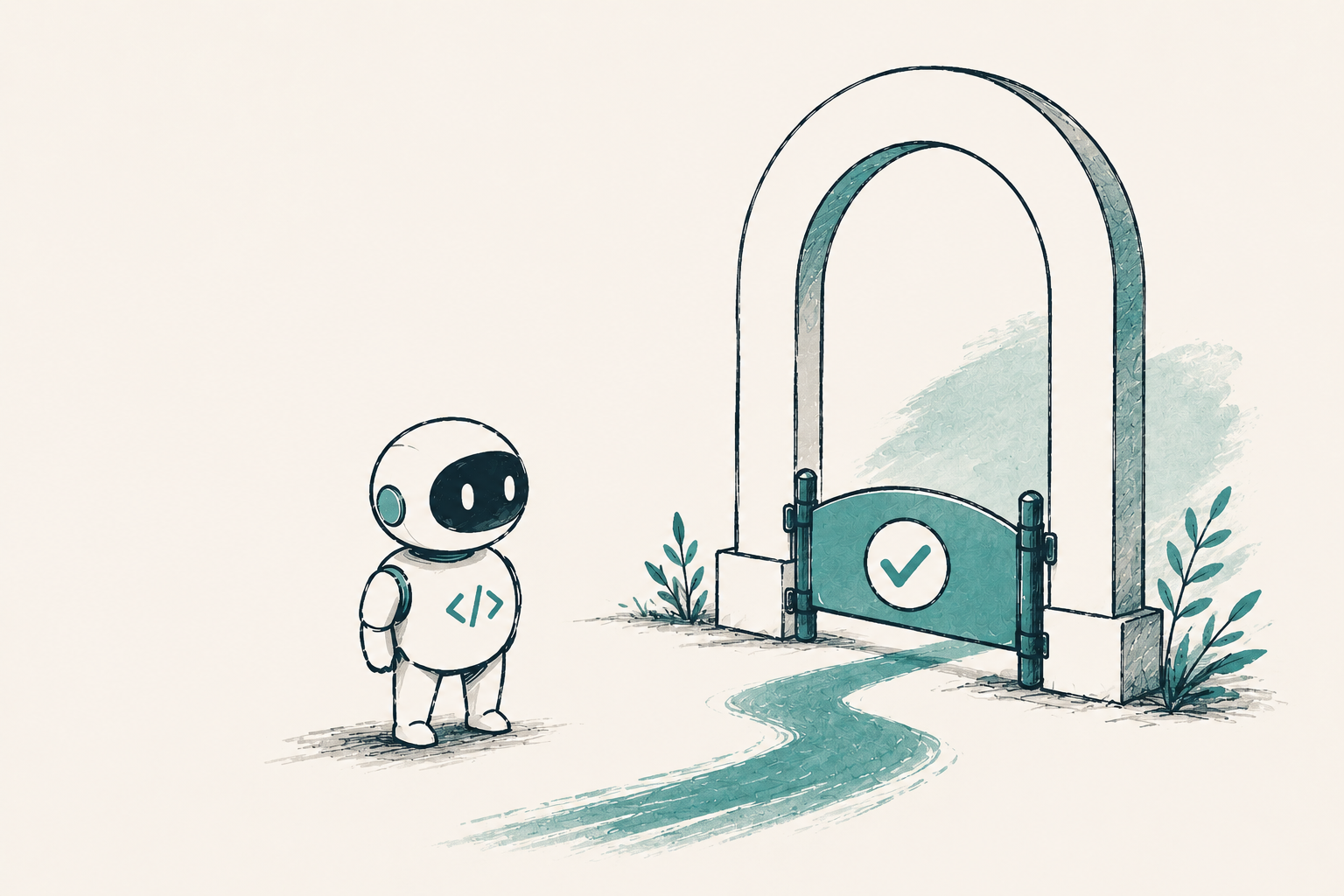 Illustration of a coding agent evaluating evidence before architecture is adopted